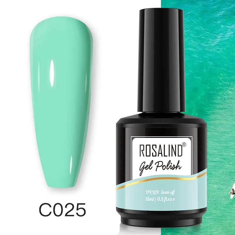 ROSALIND 7ml/15ml Summer Green Gel Nail Polish Semi Permanent Nail Art Manicure Soak Off Top Base Matt Hybrid Varnishes UV Gel