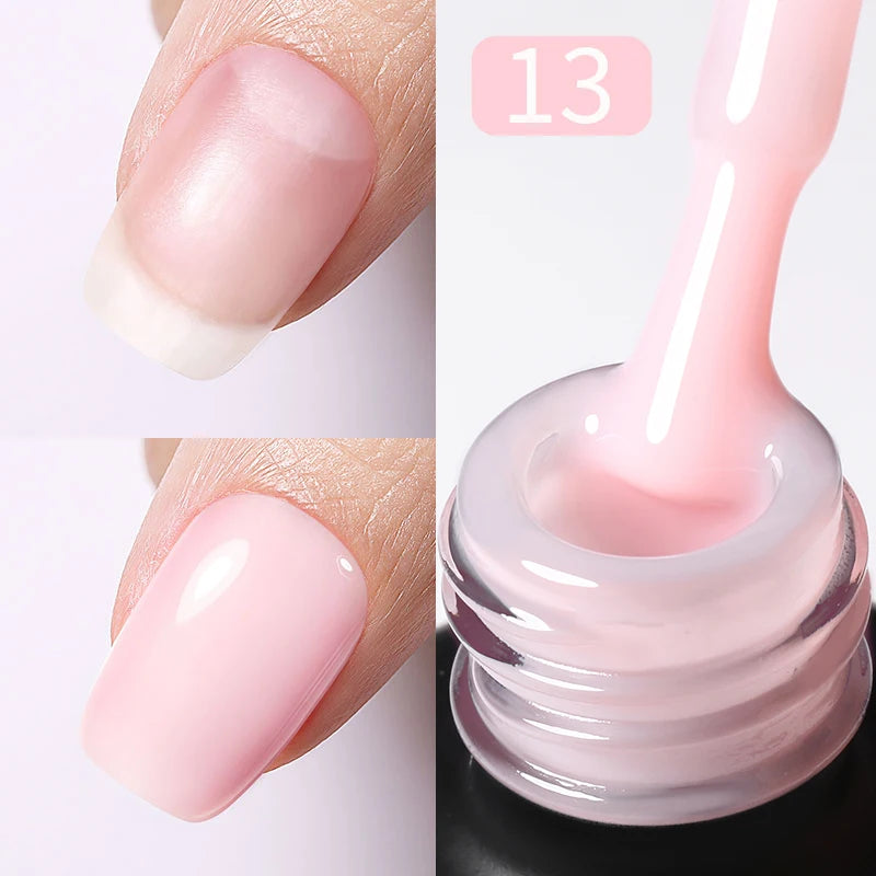 BORN PRETTY Milky Jelly Rubber Base Gel for Gel Nail Polish 15ml Russian Self-leveling Nude Color Soak Off Semi Permanent UV Gel