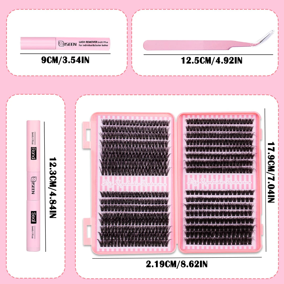 Eyelash Cluster DIY Eyelash Extension Kit with Tweezers Bond and Seal Reusable Single Eyelashes Festival Gift Eye Makeup