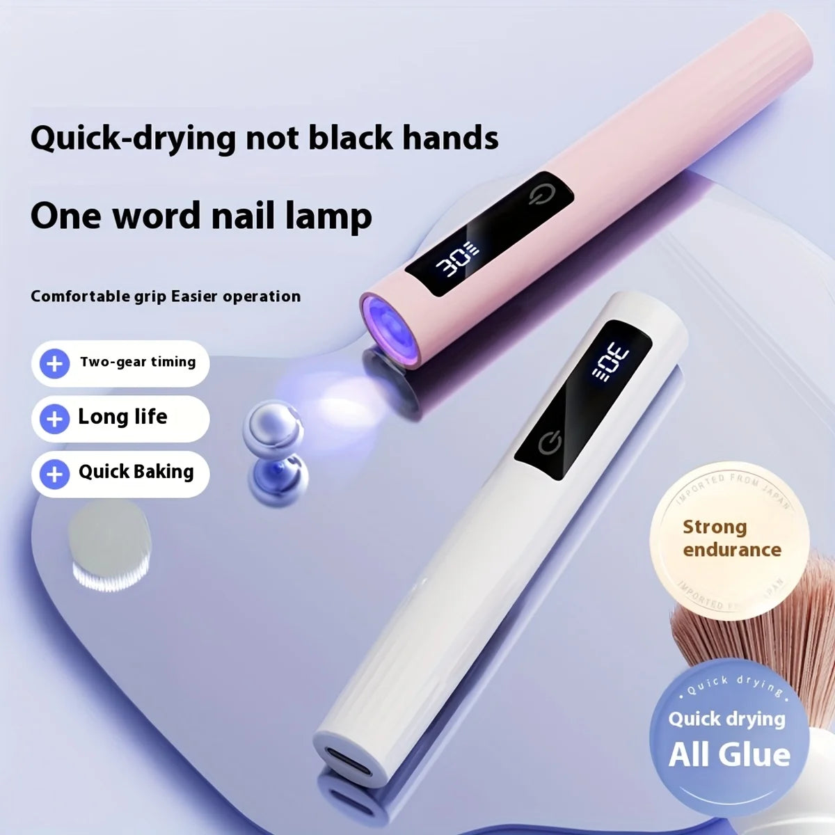 Handheld Nail Light Mini LED Nail Lamp For Gel Nails With Stand & LCD Screen Control 2 levels Adjustable For Fast Curing