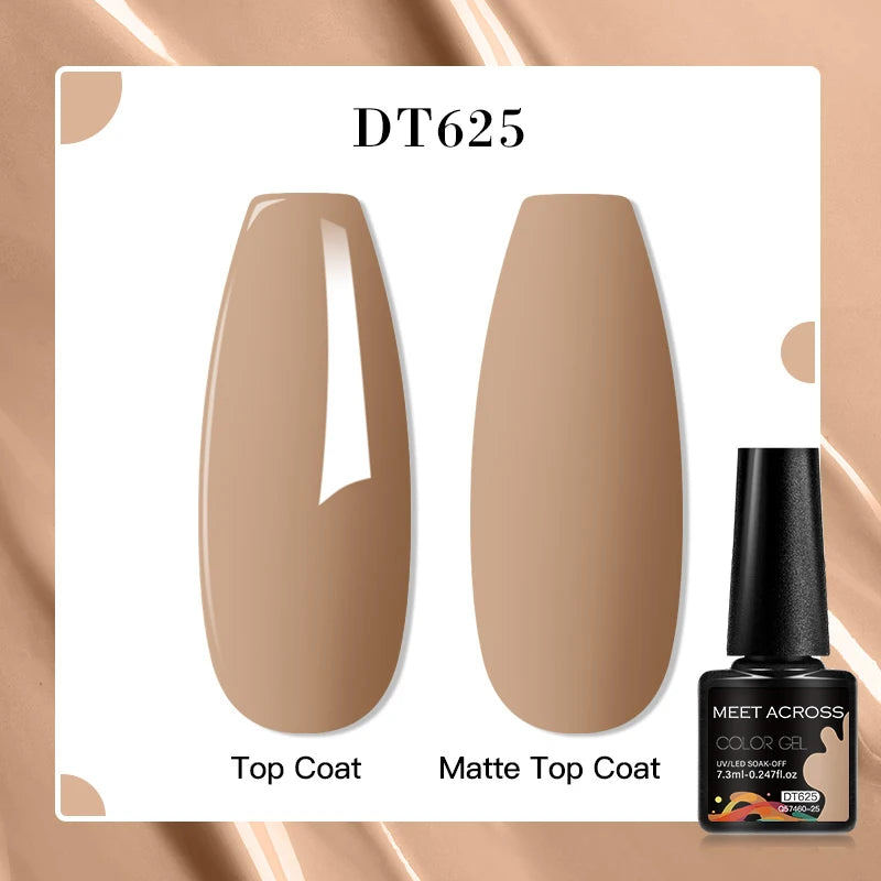 MEET ACROSS 160 Colors 7.3ml Gel Nail Polish Vernis Glitter Sparkly Semi Permanent Soak Off LED UV Gel Varnish Nail Art Manicure