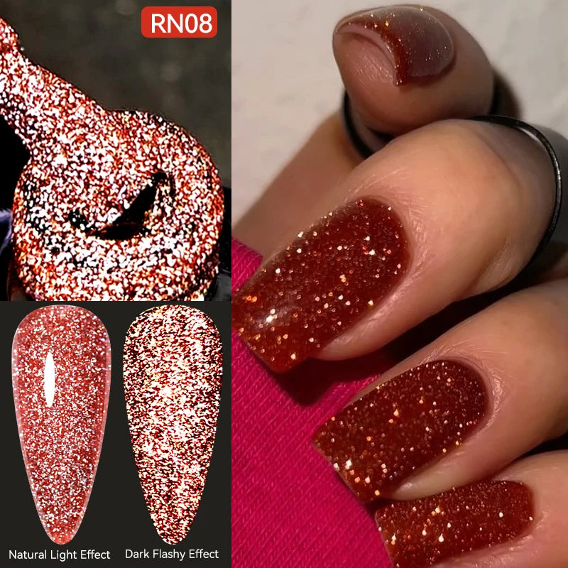 LILYCUTE 7ML Black Silver Red Reflective Glitter Gel Nail Polish Sparkling French Soak Off Long Lasting Manicure Nails Art Gel