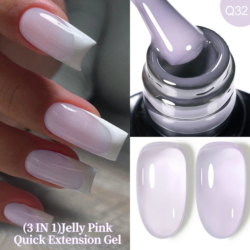 LILYCUTE 15ML Quick Extension Gel Nail Polish Milky White Clear Pink Color French Manicure Finger Prolong Nail Hard Gel Varnish