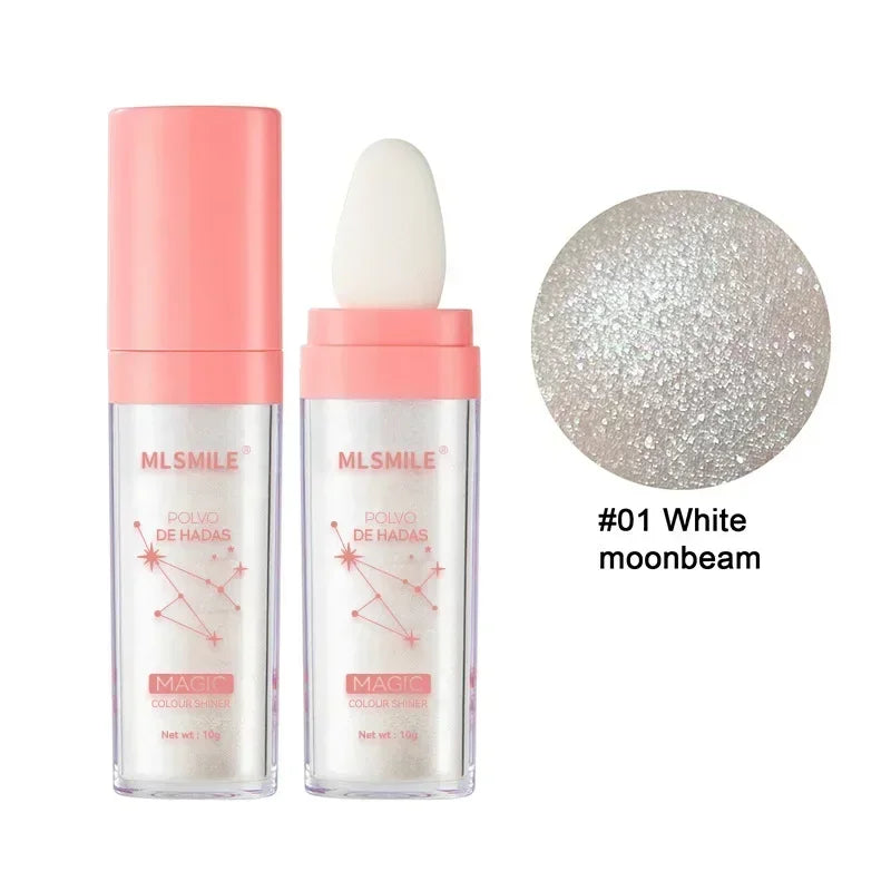 Shimmer Fairy Powder Highlighter Powder White Loose Highlighter Face Body Glitter Wand Makeup Bronzer Illuminator Powder