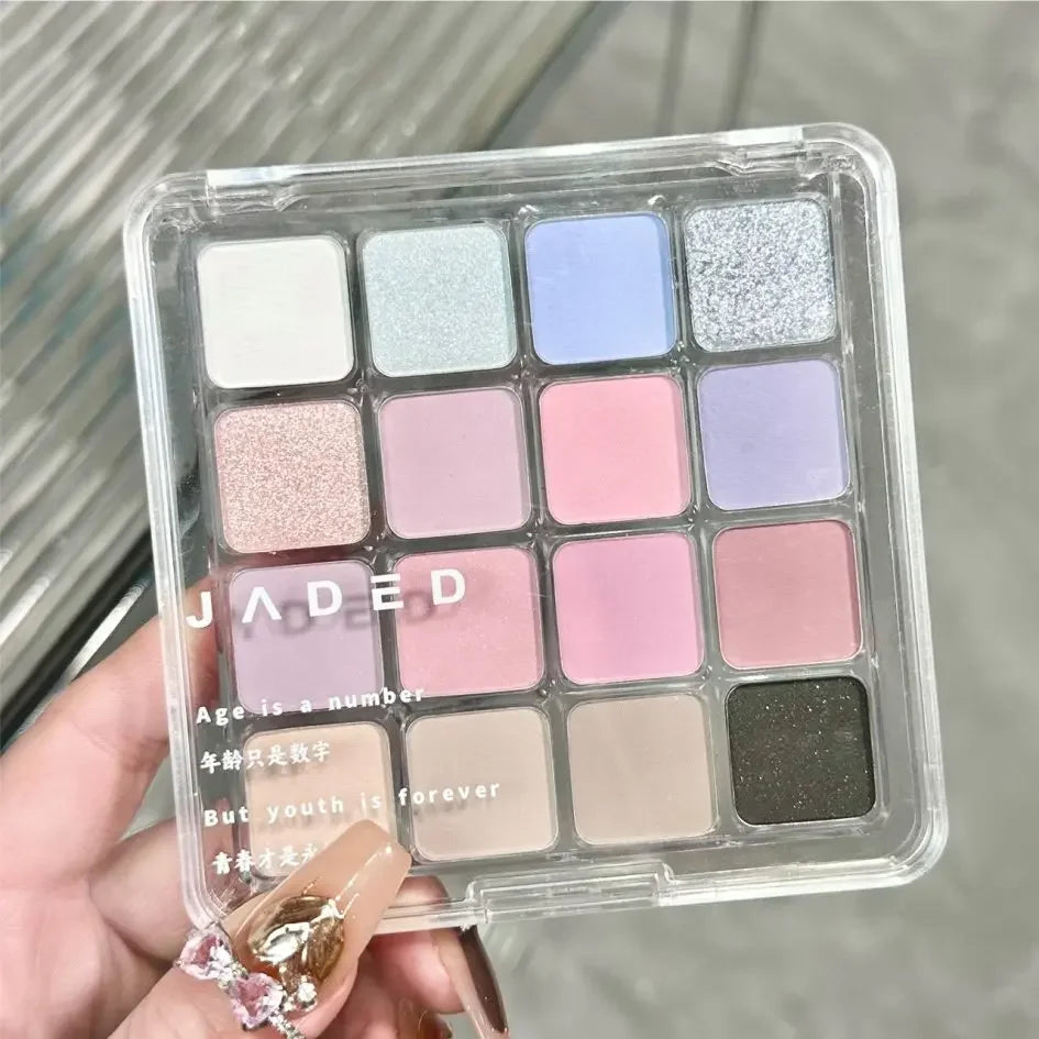16 Colors Matte Eyeshadow New Square Eyeshadow Palette Matte Pearl Sequins Blush Eyeshadow Brighten Complexion