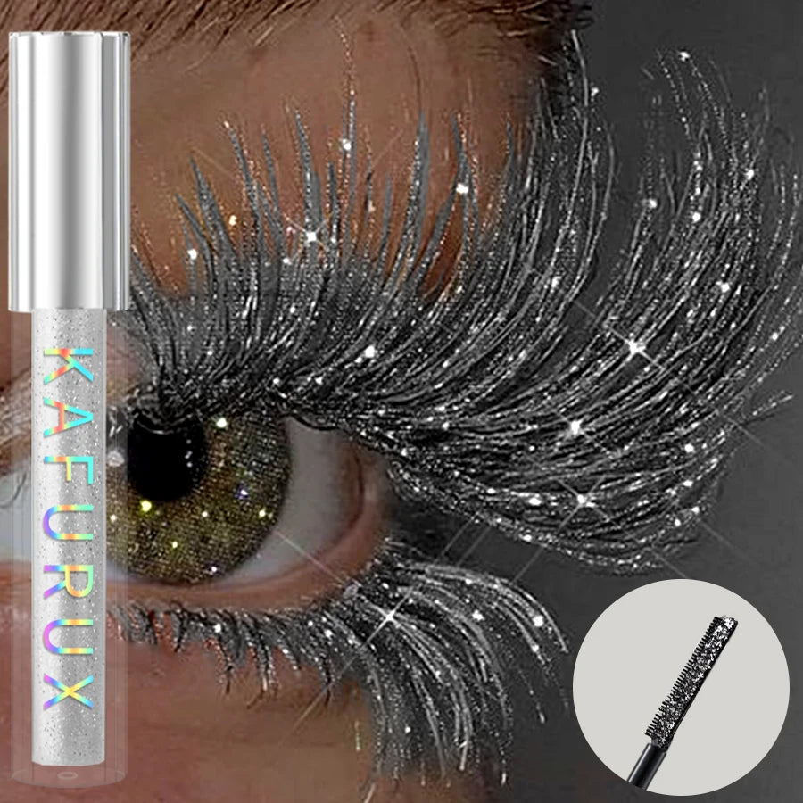 Diamond Shine Waterproof Glitter Mascara - Snow Effect Volume & Curl