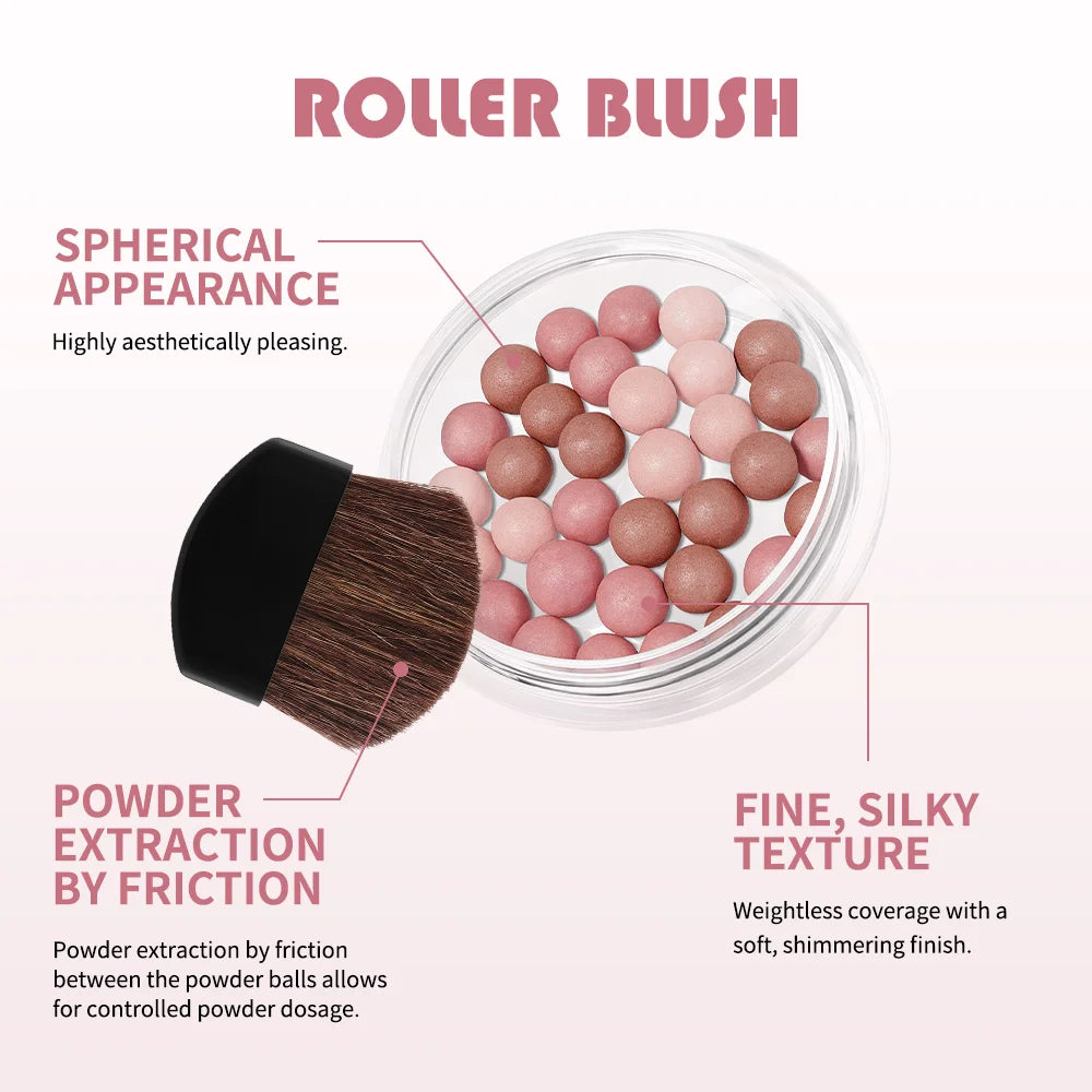 Lakerain ROLLER BLUSH Ball Blush Spherical Blush Pink Pearl Blush Delicate Brightening Female Exquisite Cosmetics