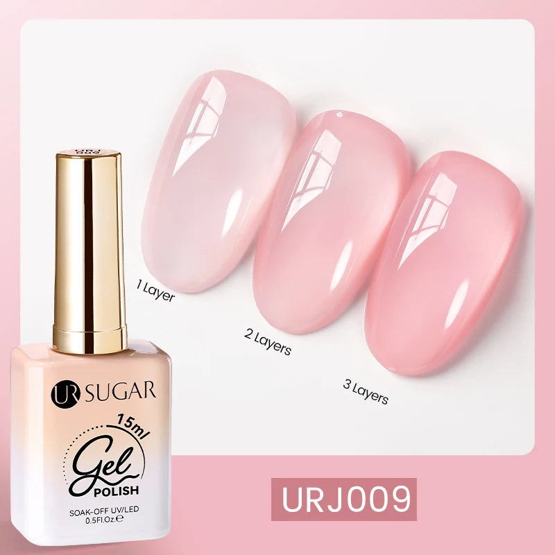 UR SUGAR 15ml Fiber Rubber Base Gel Upgrade Broken Nail Repaired Fiberglass Clear Quick Building UV Construction Gel Soak Off