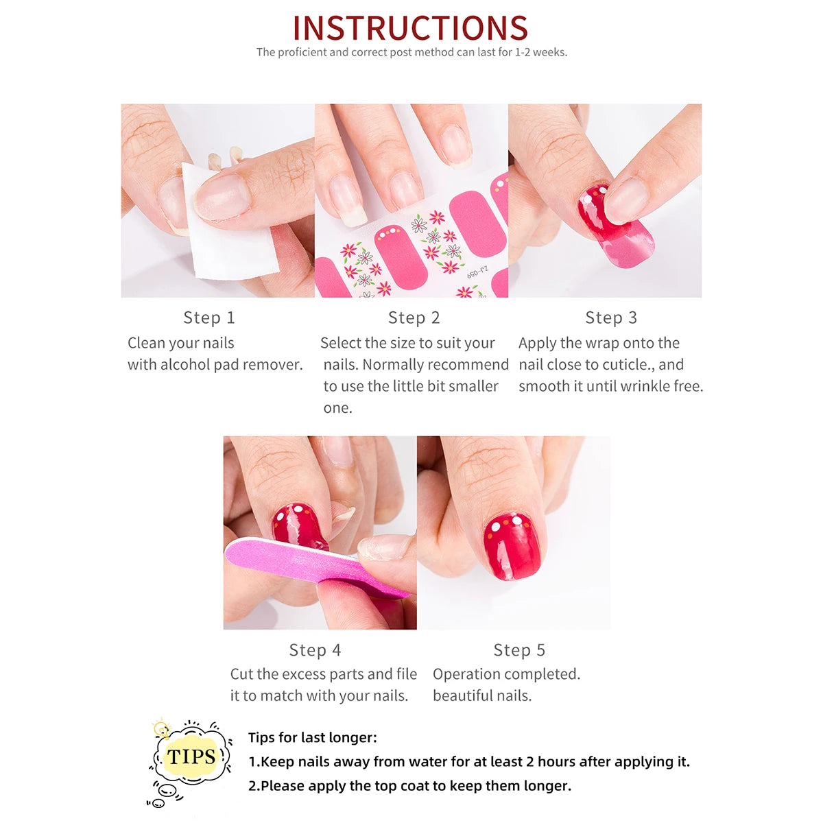 14Tips DIY Baking-Free Nail Stickers Spring Summer Flowers Self-Adhesive Nail Strips Full Cover Nail Decoration Decal