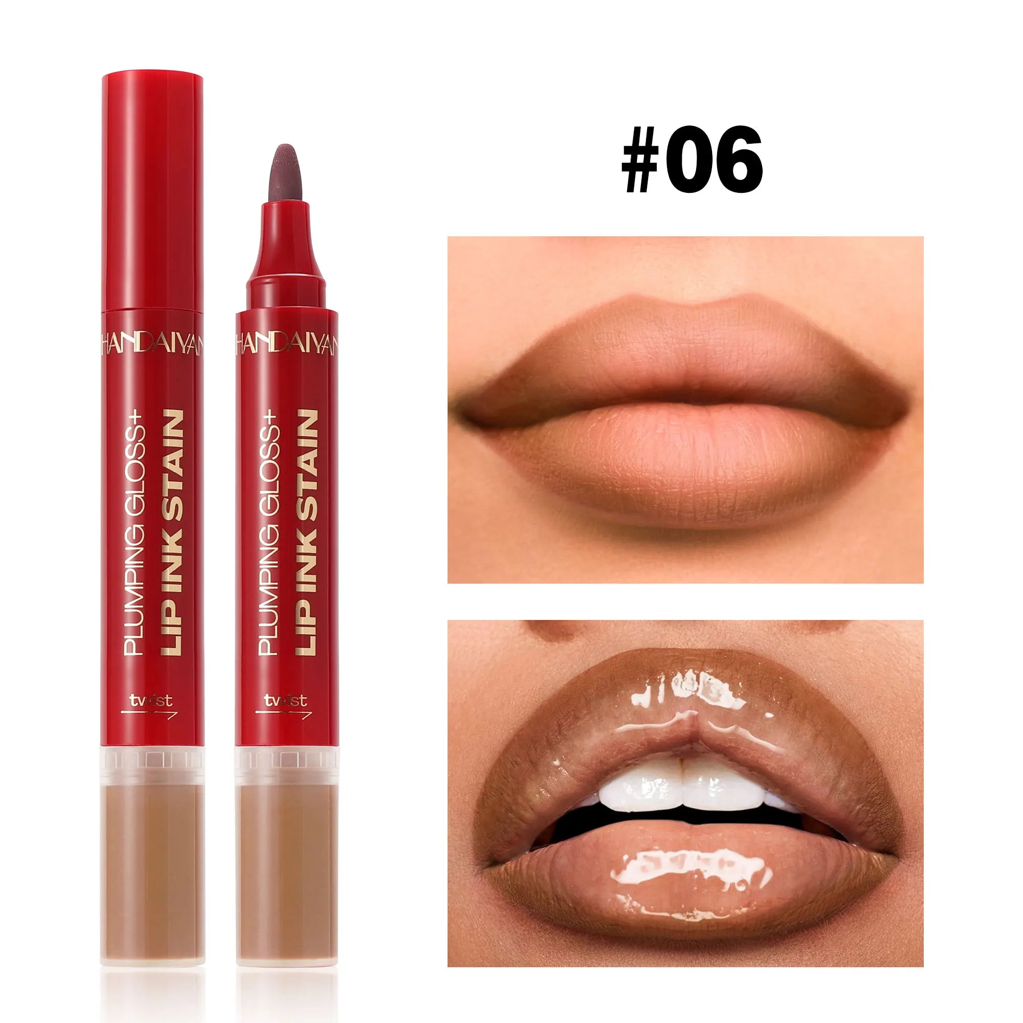 Lip Pencil Liquid Liner Double Head 2in1 Waterproof Tint Nude Oil Plump Gloss Mirror Lasting Moisturizing