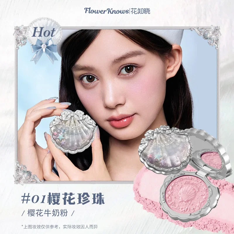 Flower Knows Strawberry Rococo Series Embossed Blush Fine Powder Makeup Smooth Long-Lasting Blusher Face Enhancing Makeup Color