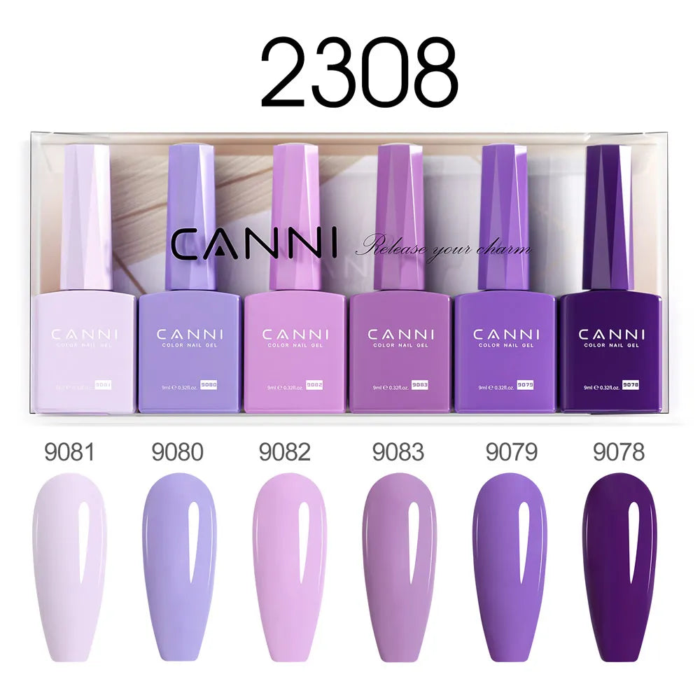 6pcs*9ml CANNI HEMA FREE Nail Gel Polish Set Gorgeous Color Semi Permanent Pigmented Painting Gel Soak off UV LED Gel Nails Kit