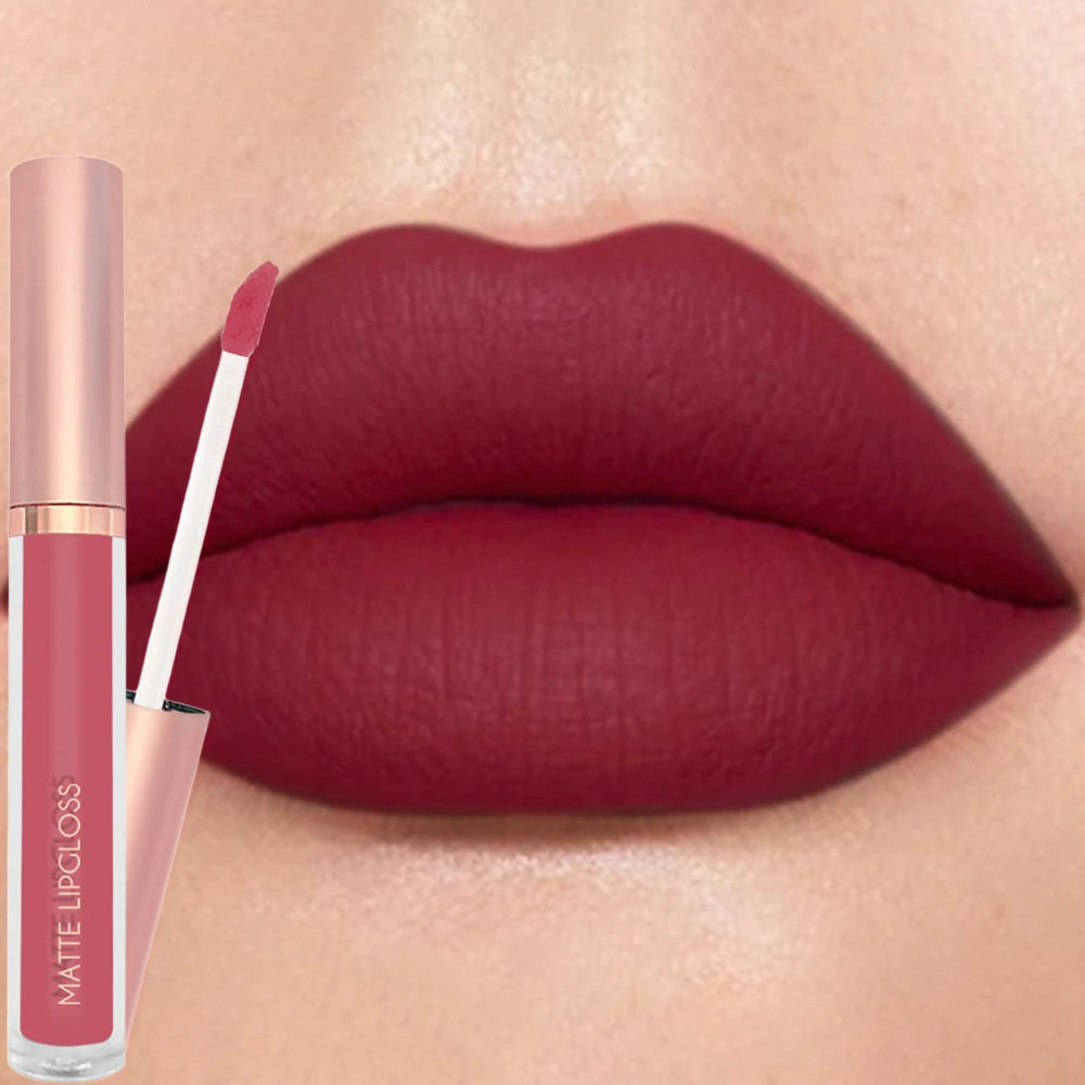 12Colors Creamy Matte Lip Gloss Long-lasting Velvet Non-drying Moisturizing Nude Berry Rose Lipstick Plump Lip Makeup Cosmetics
