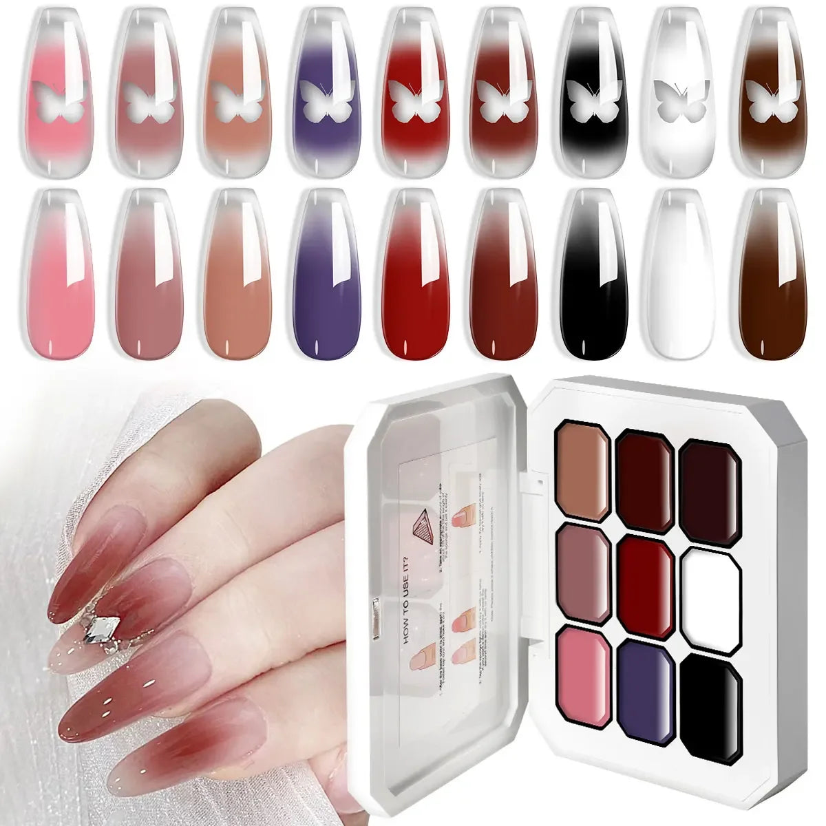 LIMEGIRL 7in1 Nail Gradient Gel Kit Long-lasting Nail Gel Polish Hybrid Color High Texture Gradient Nail Gel for Nail Salon Art