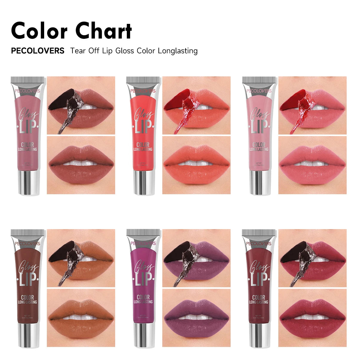 Tear-Off Lip Glaze 6 Colors Peel-Off Liquid Lipstick Waterproof Long Lasting Moisturizing Matte Red Lip Gloss Beauty Cosmetics