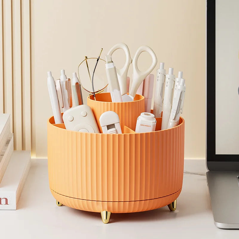 360 Rotating Makeup Desktop Cosmetic Storage Box Organizer Large Capacity for Bathroom Portable Lipstick Makeup Brush Pen Holder