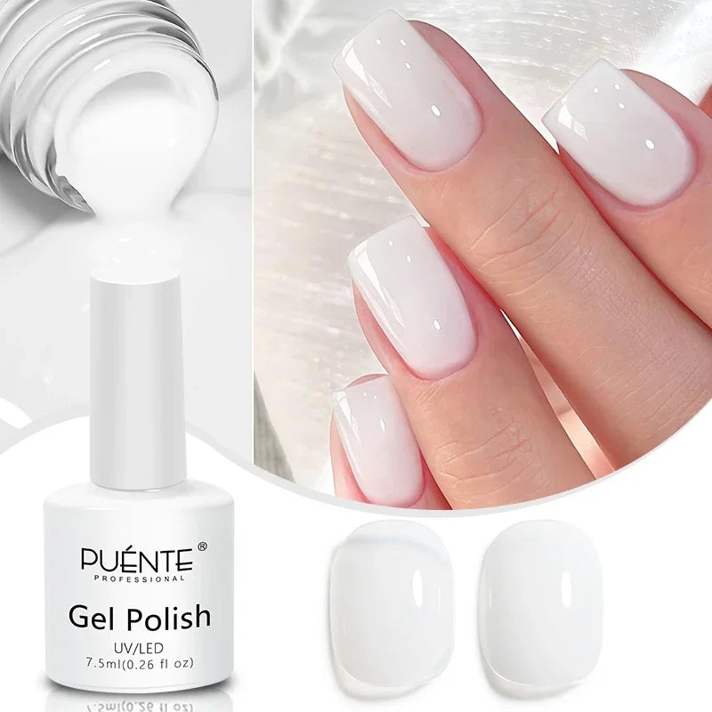 PUENTE 7.5ML Nude Shade Ceramic Cat Eye Gel Nail Polish Shiny Moonlight Cat Eye Gel Soak Off UV Semi-Permanent Nail Art Varnish