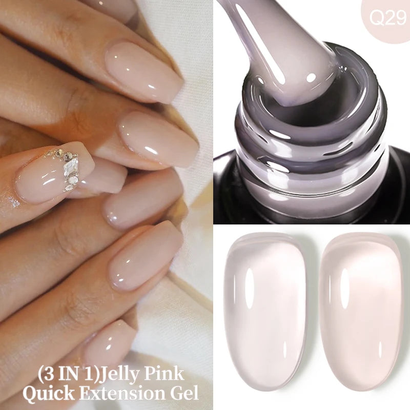 LILYCUTE 15ML Quick Extension Gel Nail Polish Milky White Clear Pink Color French Manicure Finger Prolong Nail Hard Gel Varnish