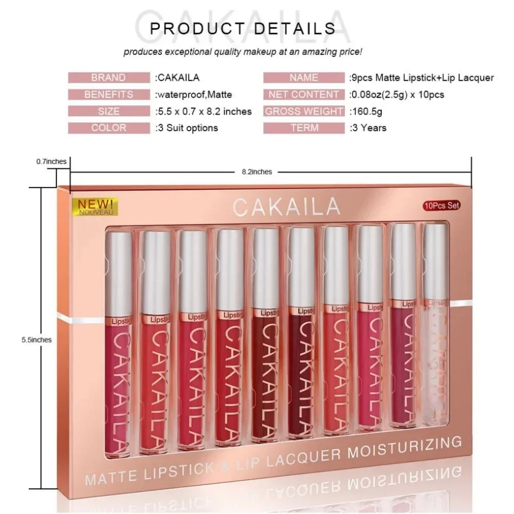 10pcs Nude Lip Gloss Set Matte Velvet Long Lasting Waterproof Korean Lip Tint Moist Liquid Lipstick Women Cosmetic