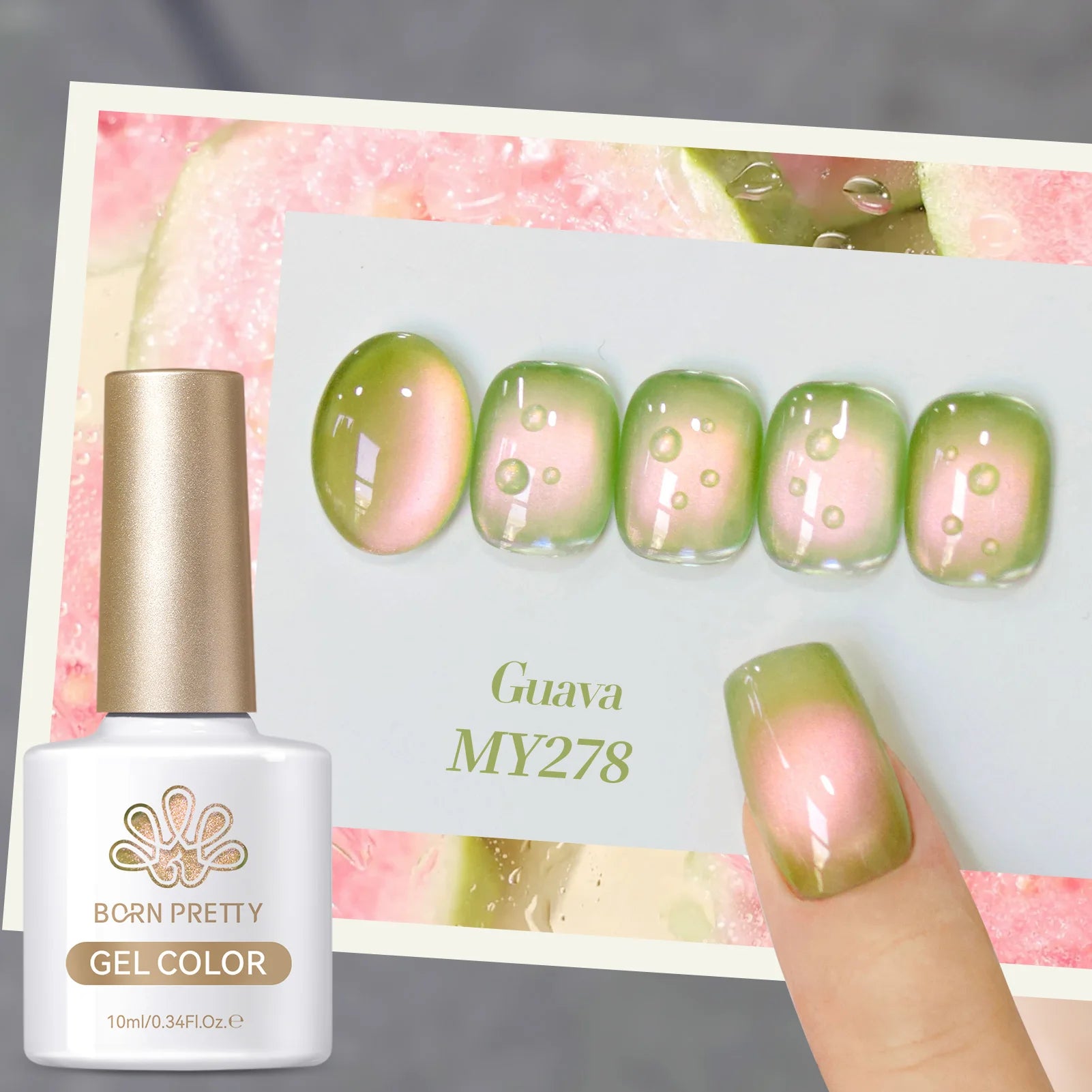 BORN PRETTY 10ml Fruit Purple Grape Cat Magnetic Gel Nail Polish 2025 New Whitening Guava Glass Beads Varnish Nail Supplies