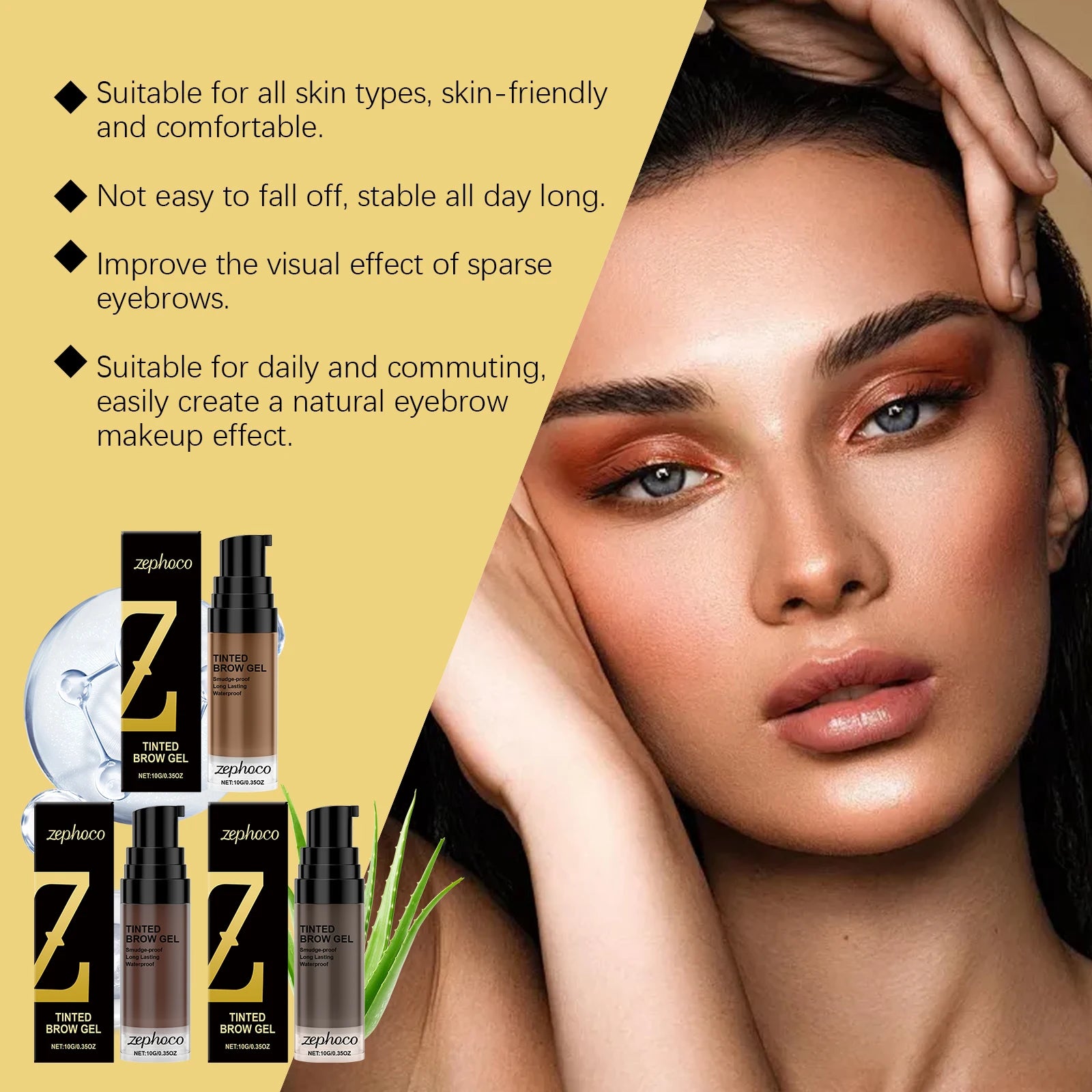Zephoco Tinted Brow Gel - Waterproof Matte Eyebrow Cream