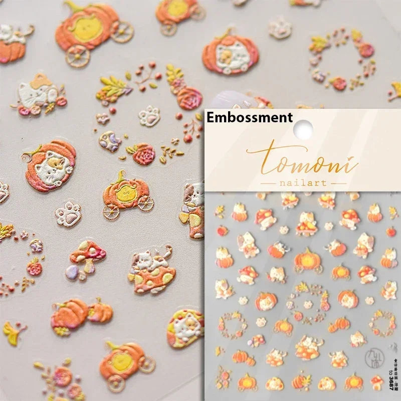 Cute Cat Eye Fishbone Animals Leopard Cat Ginger Cat Kitten Exclamation Point Paw Self Adhesive Nail Art Sticker Manicure Decals