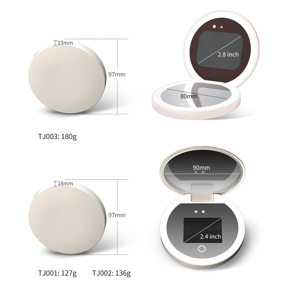 TENGMIR UV Smart Sunscreen Makeup Mirror Sunscreen detection mirror UV mirror sunscreen Testing Portable LED light makeup mirror