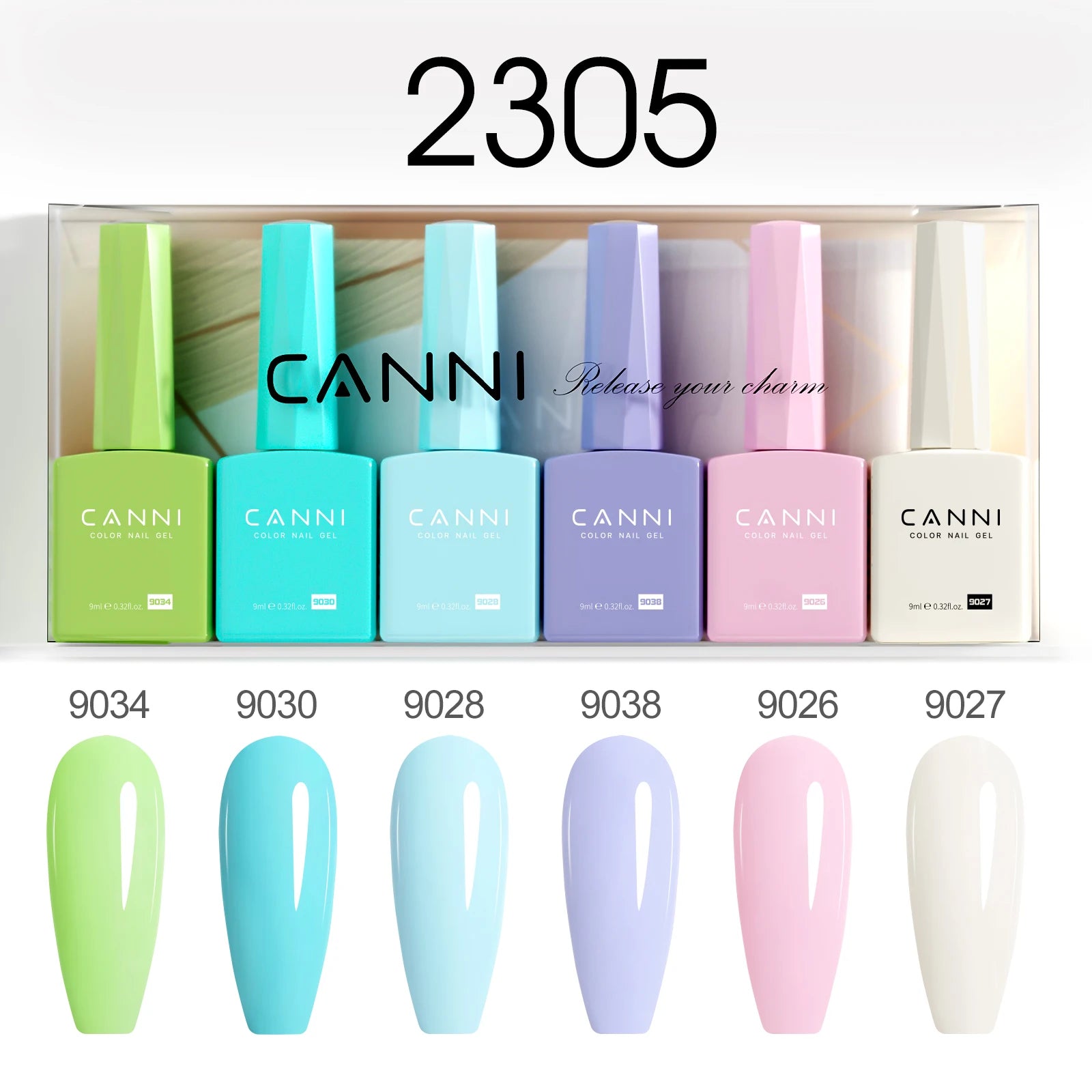 6pcs*9ml CANNI HEMA FREE Nail Gel Polish Set Gorgeous Color Semi Permanent Pigmented Painting Gel Soak off UV LED Gel Nails Kit