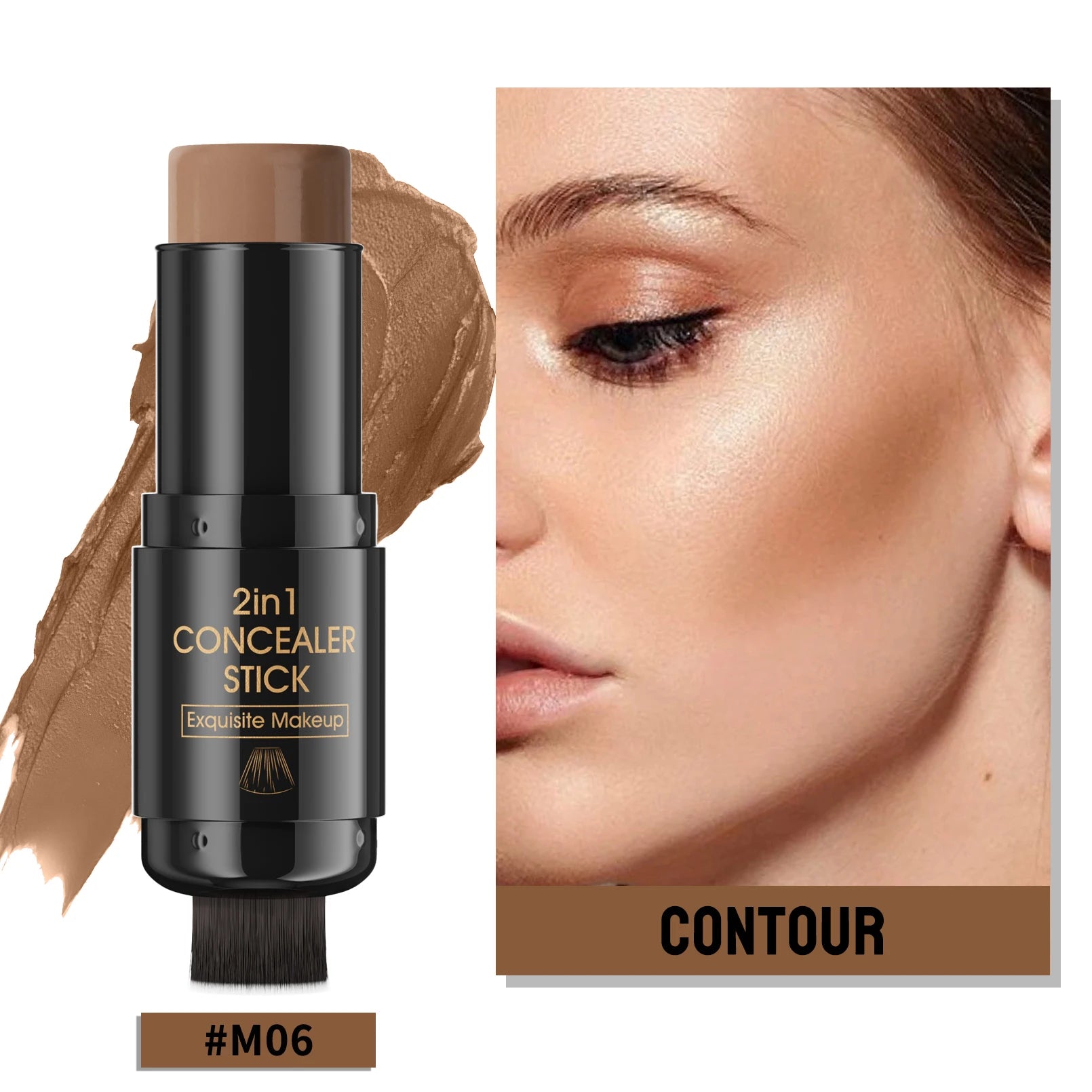 Double-head Face Bronzer Contour Stick Cream Makeup Light Dark Shadow Lasting Concealer Facial Brighten Contouring With Brush