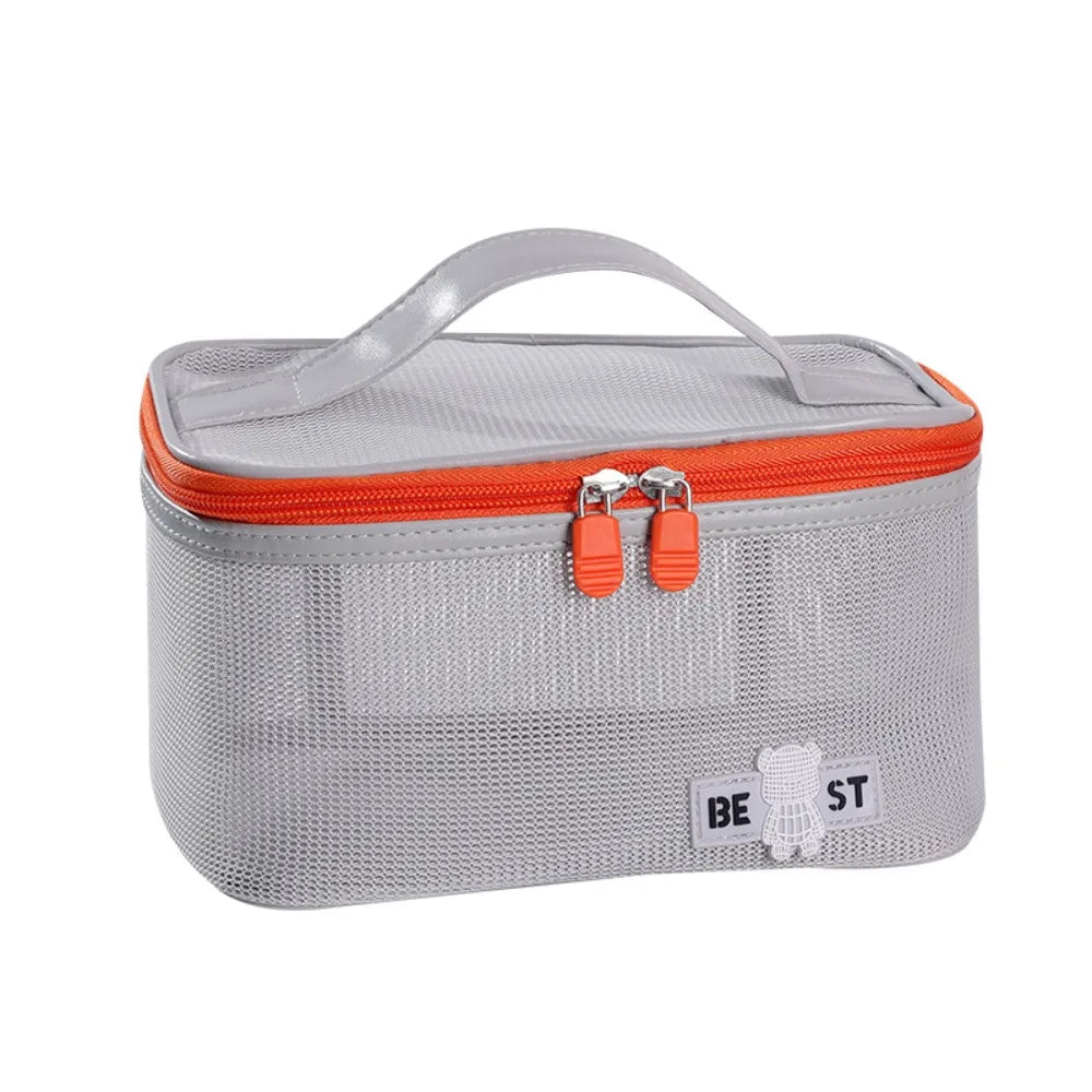 Square Shape Large Capacity Handbag Fashion PU PU Leather Makeup Bag Portable Handheld Toiletries Bag