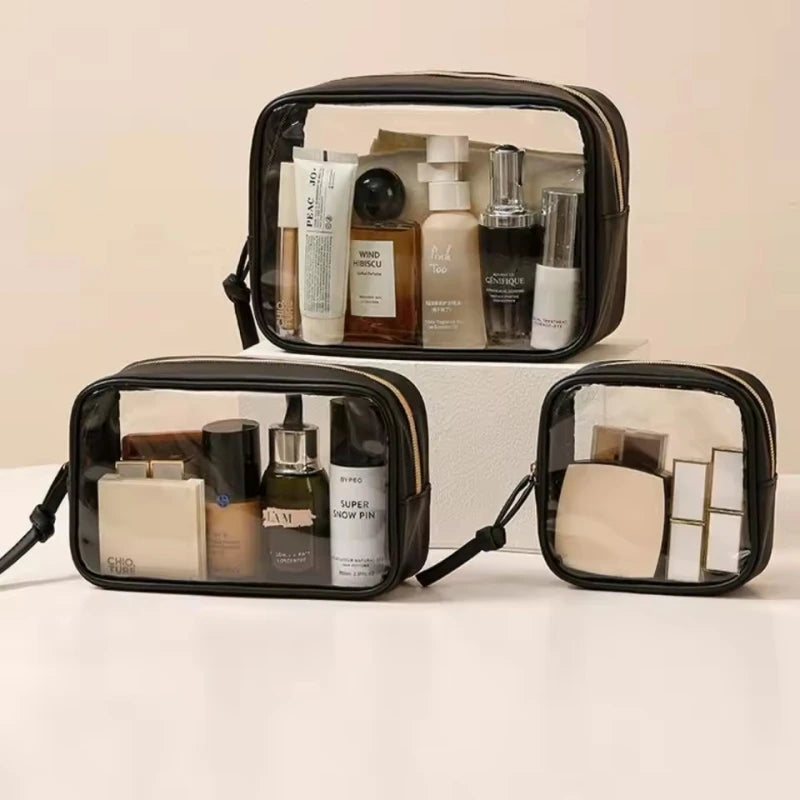 New Fashion Travel Portable Transparent Handheld Makeup Storage Bag Multi purpose Increased Capacity PVC Waterproof Toilet Bag