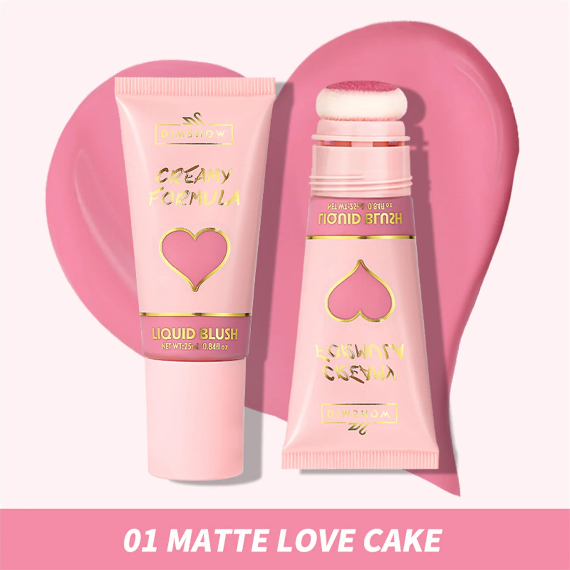 DIMSHOW 6 Color Head sponge head velvet skin sense lips and cheeks with low light moisturizing water and easy color blush