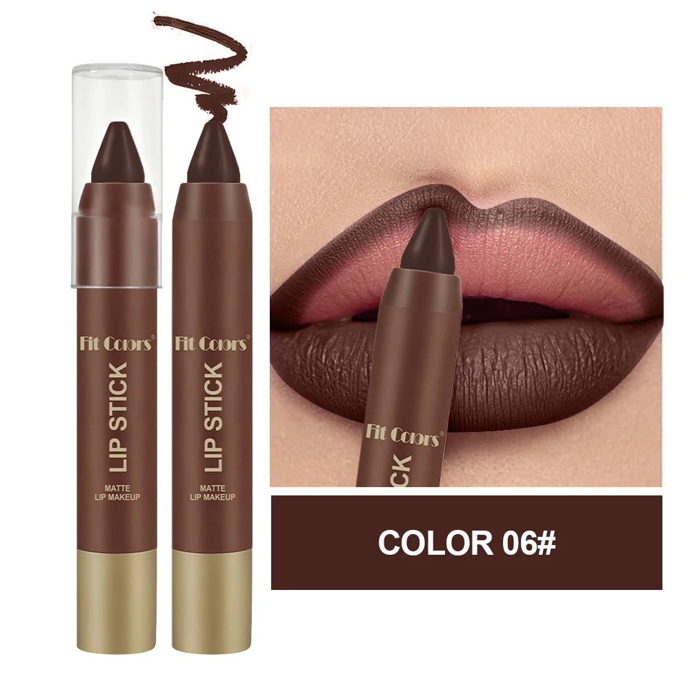FIT COLORS Matte Soft Mist Lip Liner Lipsticks 6 Colors Smooth and Pigmented Non-Stick Chocolate Lipsticks