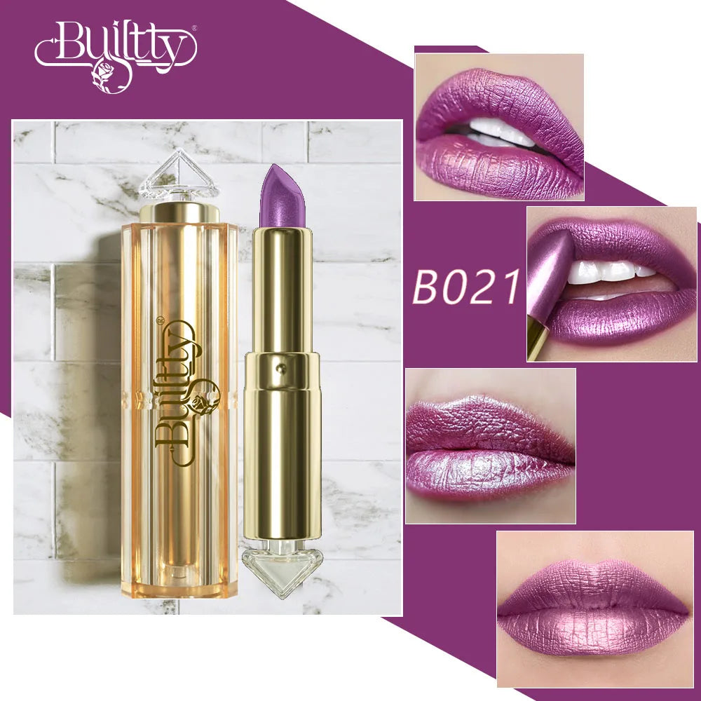 BUILTTY Korean Glitter Pearl Dropshiping Lipstick Matte Nude Color Long Lasting Waterproof Wholesale Price Red Pink Purple