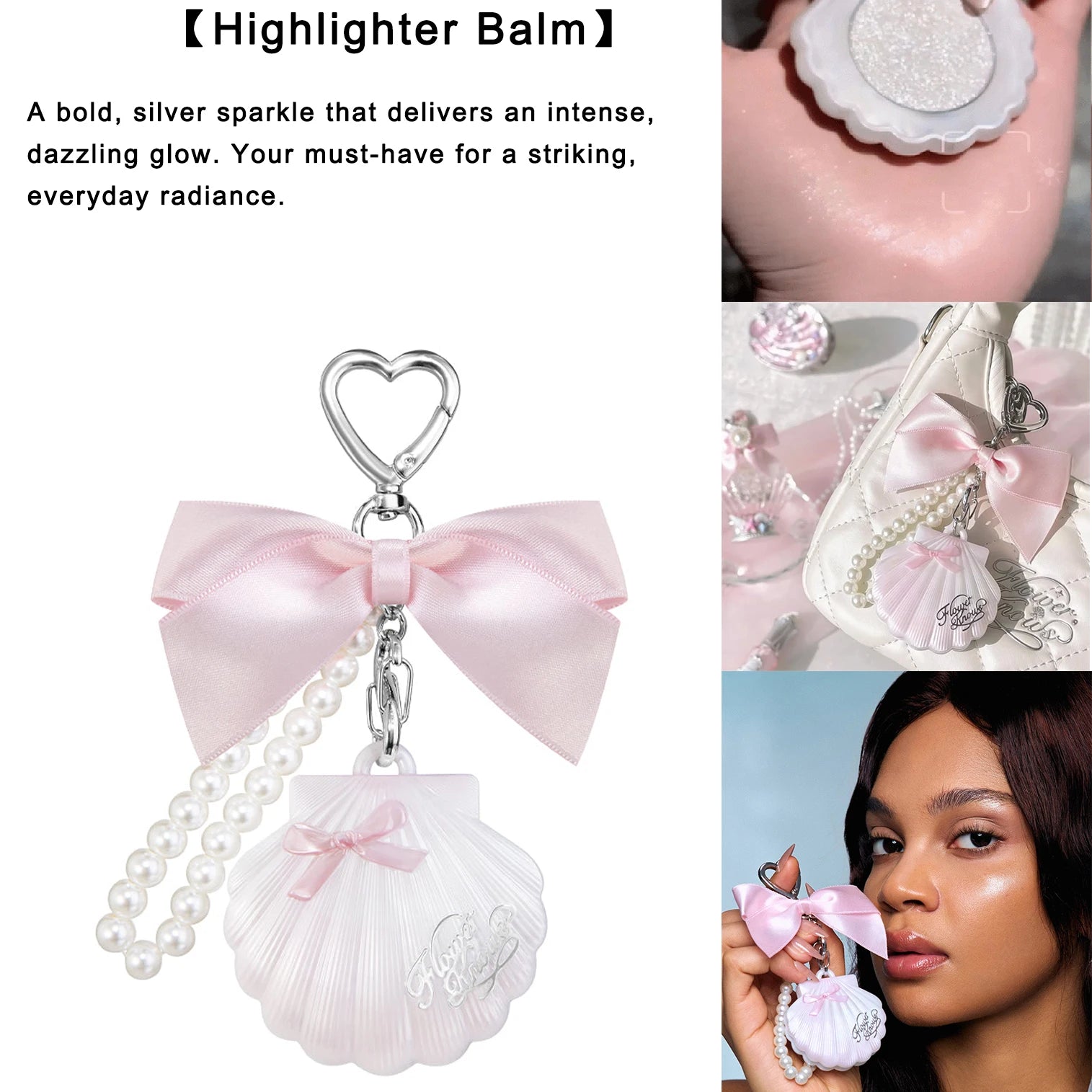 Flower Knows Cupid Sweetie Bear Face Powder with Solid Perfume Highlighter Pendant Long Lasting Portable Scent Makeup Decoration