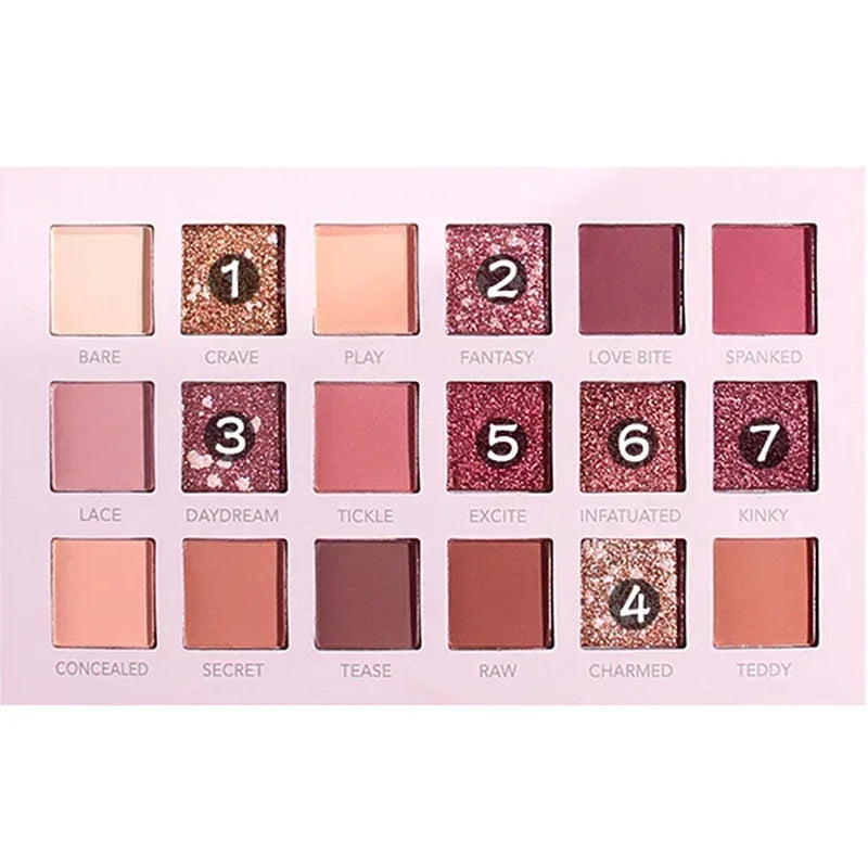 18-Color Eyeshadow Palette - Matte & Shimmer Cocoa Pigments