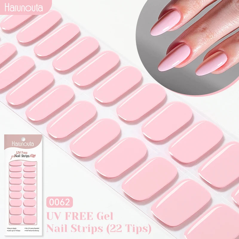 22strips UV Free Nail Gel Strips Loving Heart Gel Polish Nail Sticker Curing-free Adhesive Stickers for Nails Long Lasting Wrap