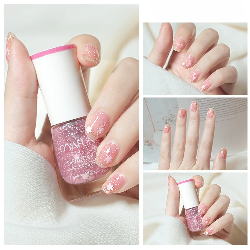 No-bake Nail Polish Nail Art Tearable Quick Dry Normal Without Lamp Nail Polish Glitter Sequins UV Varnish Nails Tools