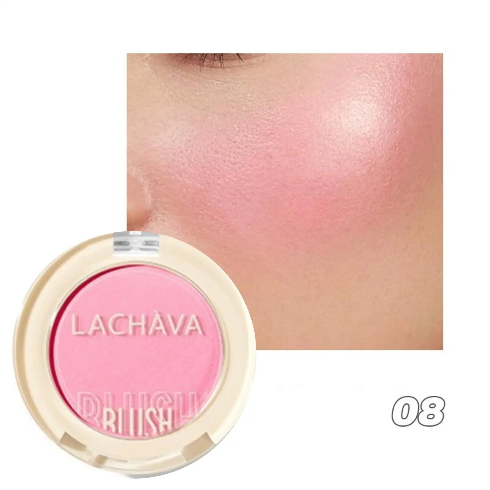 1PC Monochrome Blush Palette, Low Saturation Powder, Matte Effect, Pink/red, Long-lasting, Suitable for Date and Daily Needs