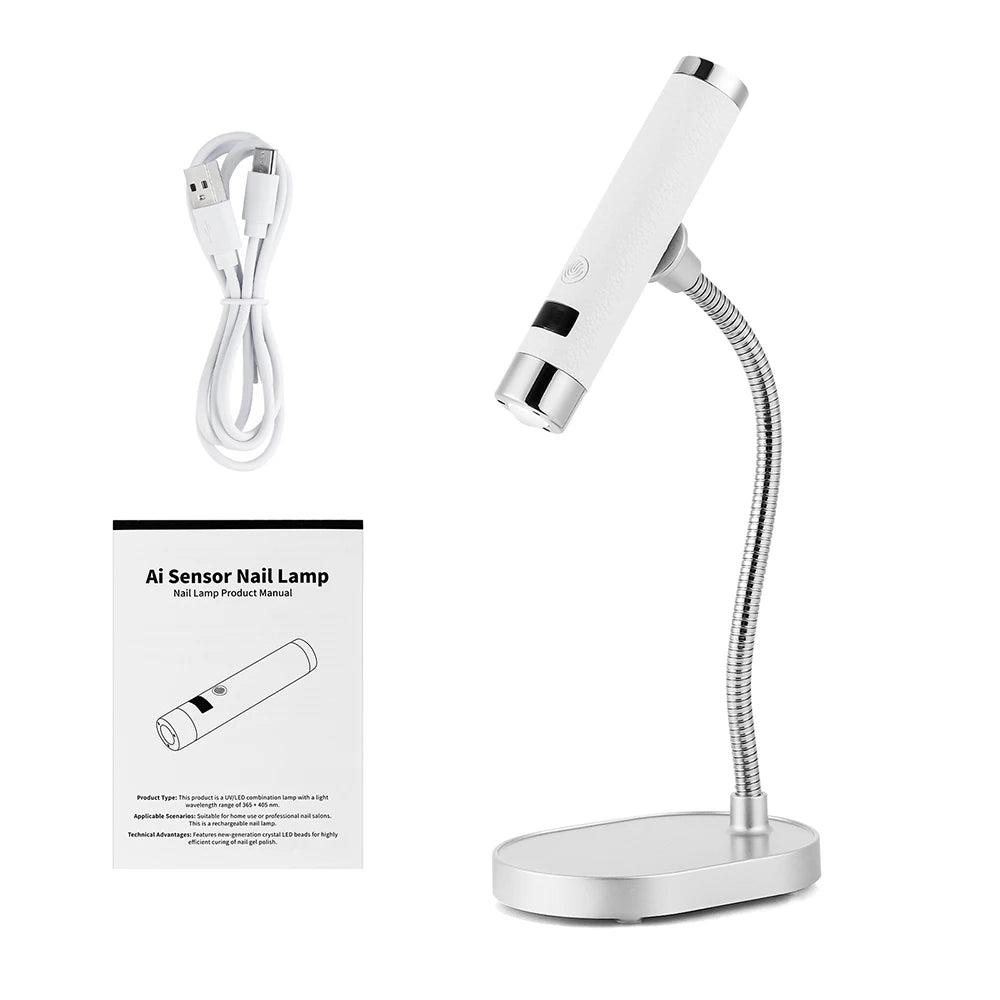 Portable Nail Dryer Light UV Nail Lamp Rechargeable Gel Nails Lamp With Flexible Hose  LED Therapy Light Nail Art Tools