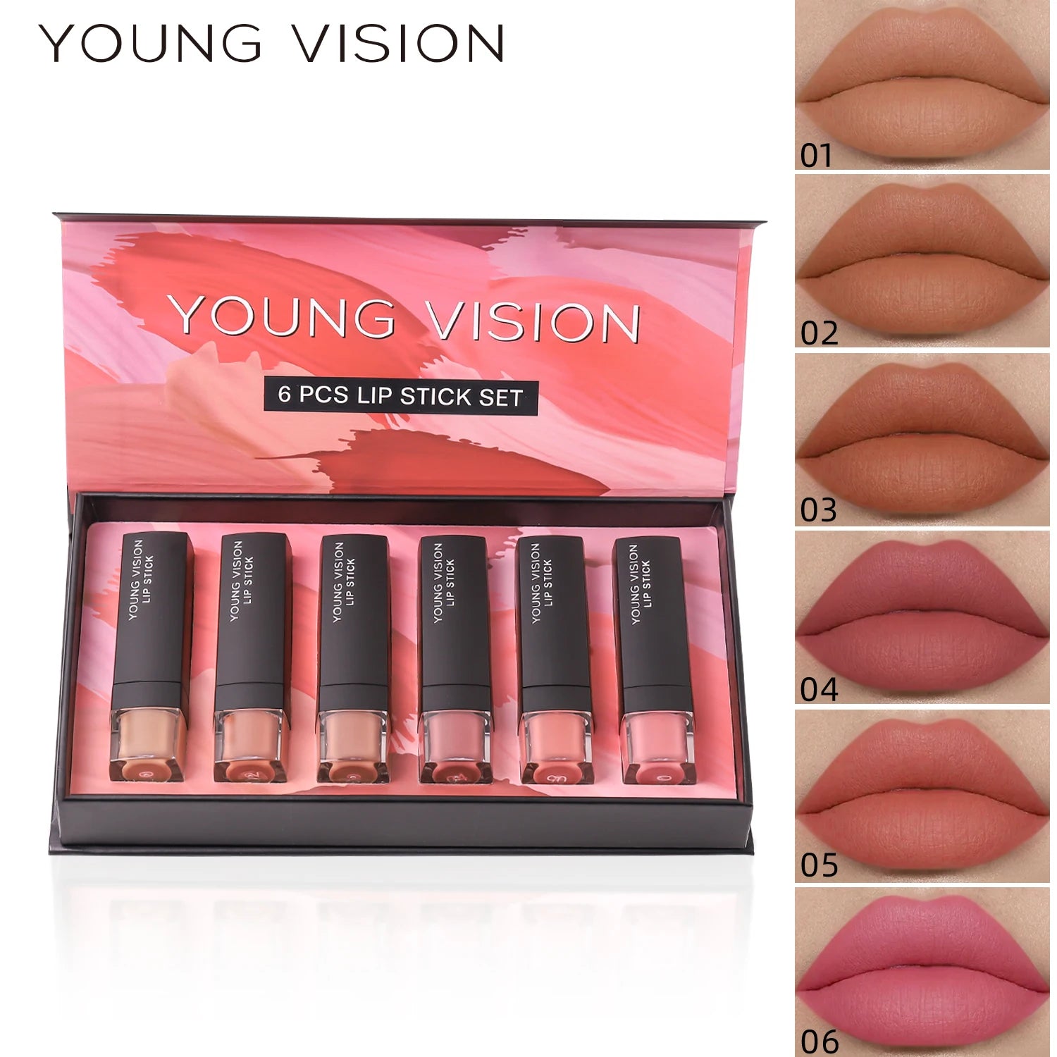 Langmanni matte lipstick set with matte finish, waterproof and not easy to stick to cups, 6-color gift box lipstick set