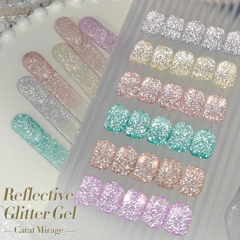 BORN PRETTY 10ml Sliver Carat Mirage Reflective Glitter Gel Nail Polish Sparkling Ultra Shine Soak Off UV Nail Art Gel Varnish