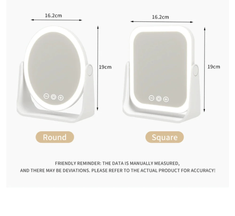 LED Makeup Mirror, Portable Flip Lighted Vanity Mirror with Touch Dimming, 3X Magnifier and Rechargeable Design for Desk
