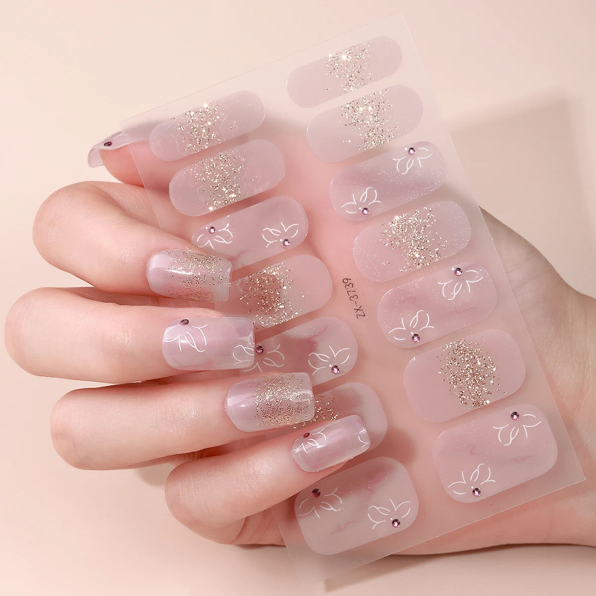 14Tips DIY Baking-Free Nail Stickers Spring Summer Flowers Self-Adhesive Nail Strips Full Cover Nail Decoration Decal