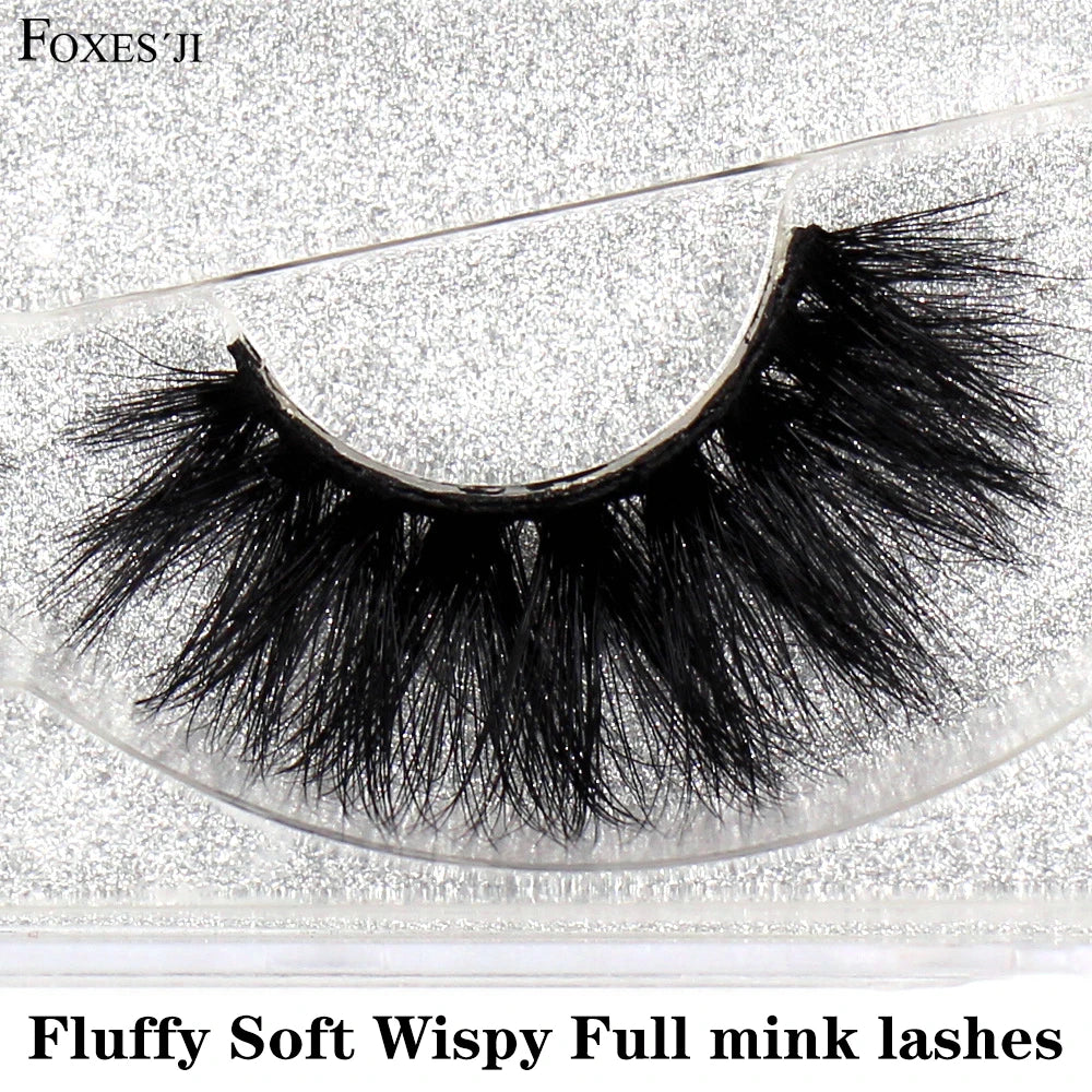 FOXESJI False Eyelashes 3D Mink Eye Lashes Strip Fluffy Dramatic Thick Cross Mink Eyelashes Soft Wispy Fake Eyelashes Extension