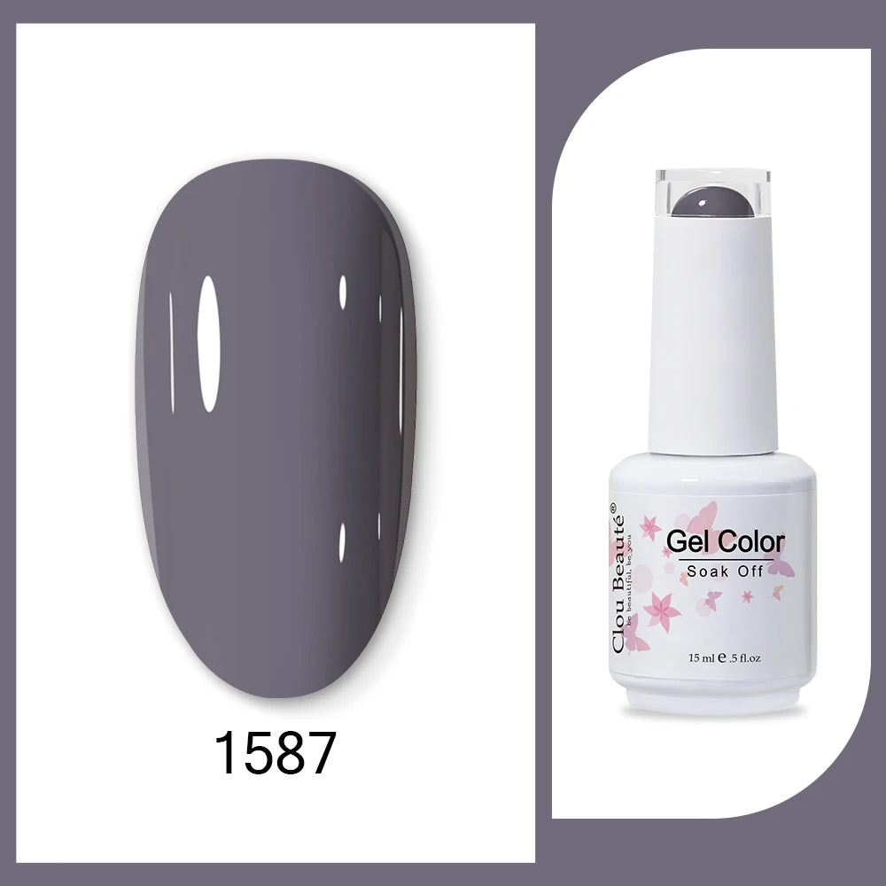 Clou Beaute 15ml HEMA TPO FREE Gel Nail Polish Bright Dark Army Green Gel Lacquer Semi Permanent Art Organic  Nail Gel Varnish
