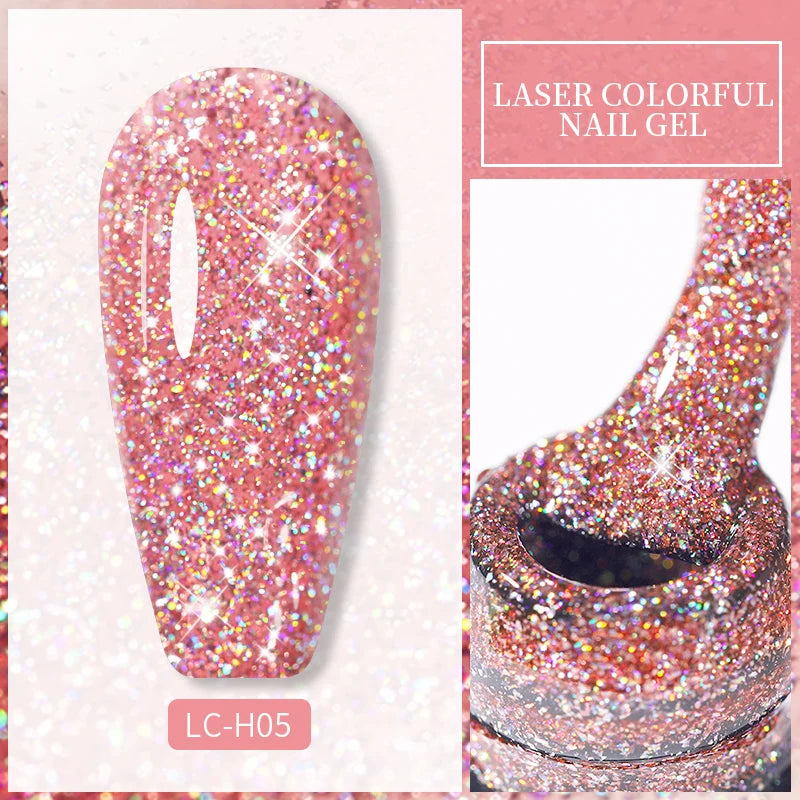 LILYCUTE 7ML Black Silver Red Reflective Glitter Gel Nail Polish Sparkling French Soak Off Long Lasting Manicure Nails Art Gel