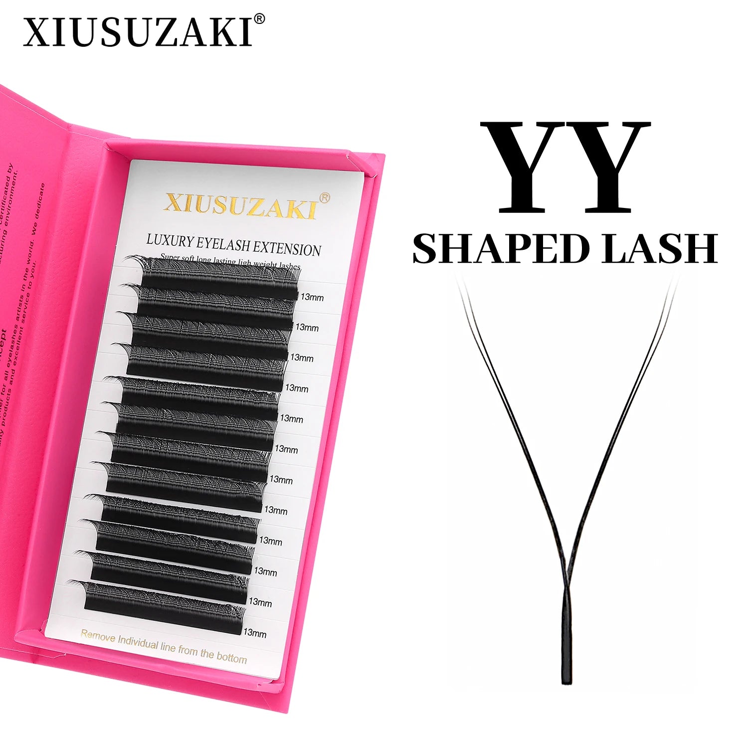 XIUSUZAKI YY Shape Black Brown Eyelashes Extensions Two Tips 2D YY False Lashes Natural Premade Volume Fans Individual Lashes