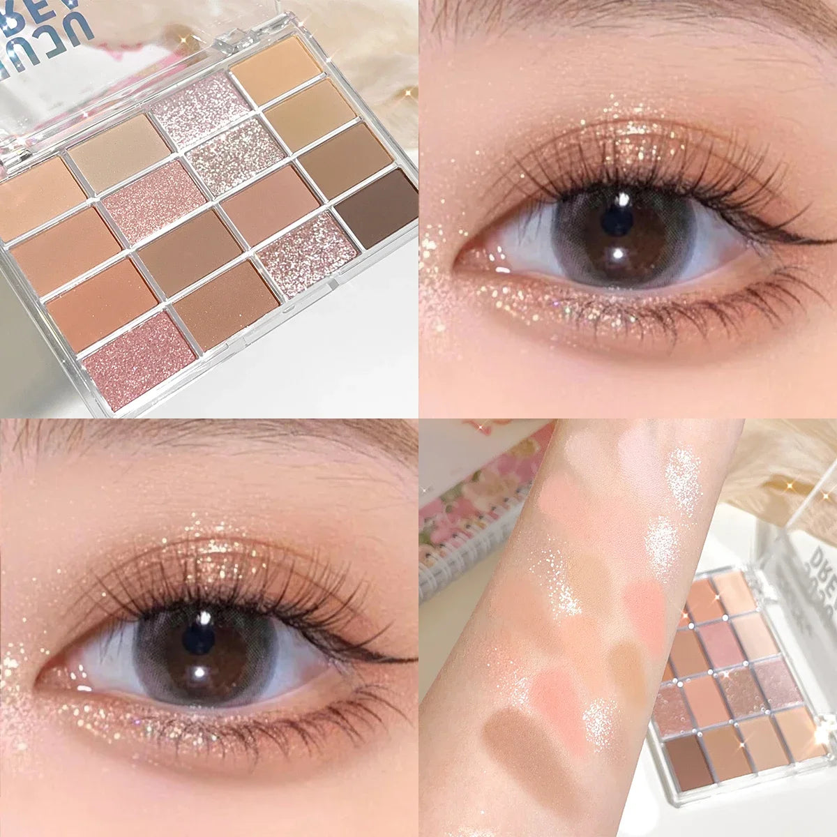 Korean 16 color eyeshadow plate, pearlescent matte lying silkworm, brighten low saturation earth color daily makeup