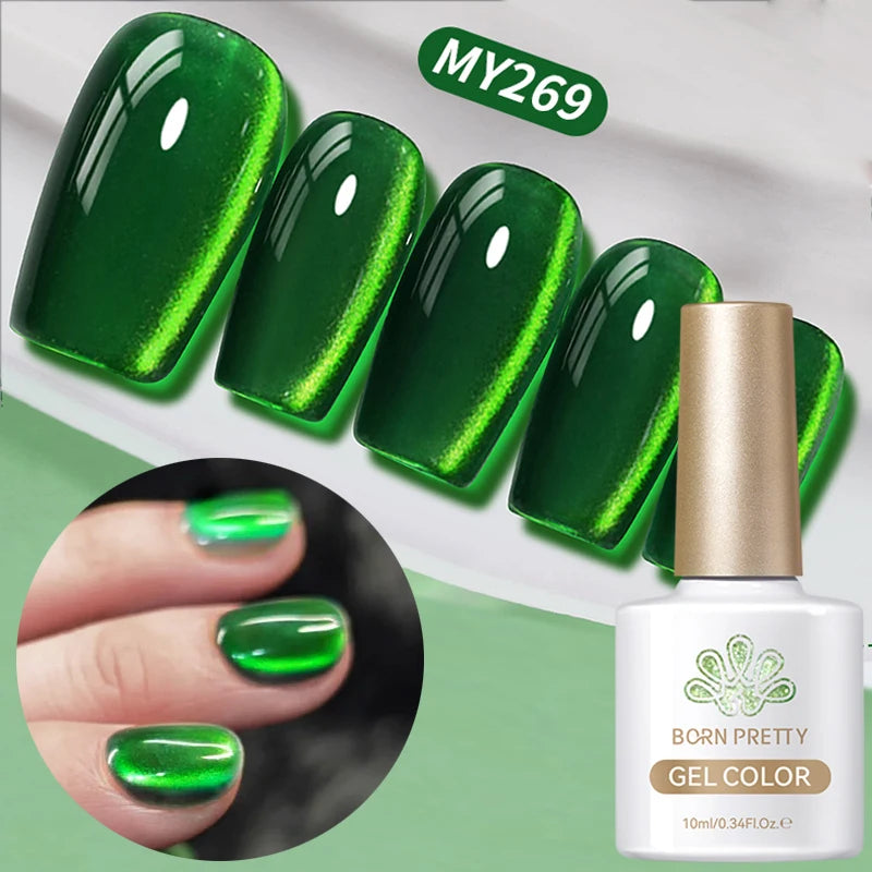 BORN PRETTY 10ml Fruit Purple Grape Cat Magnetic Gel Nail Polish 2025 New Whitening Guava Glass Beads Varnish Nail Supplies
